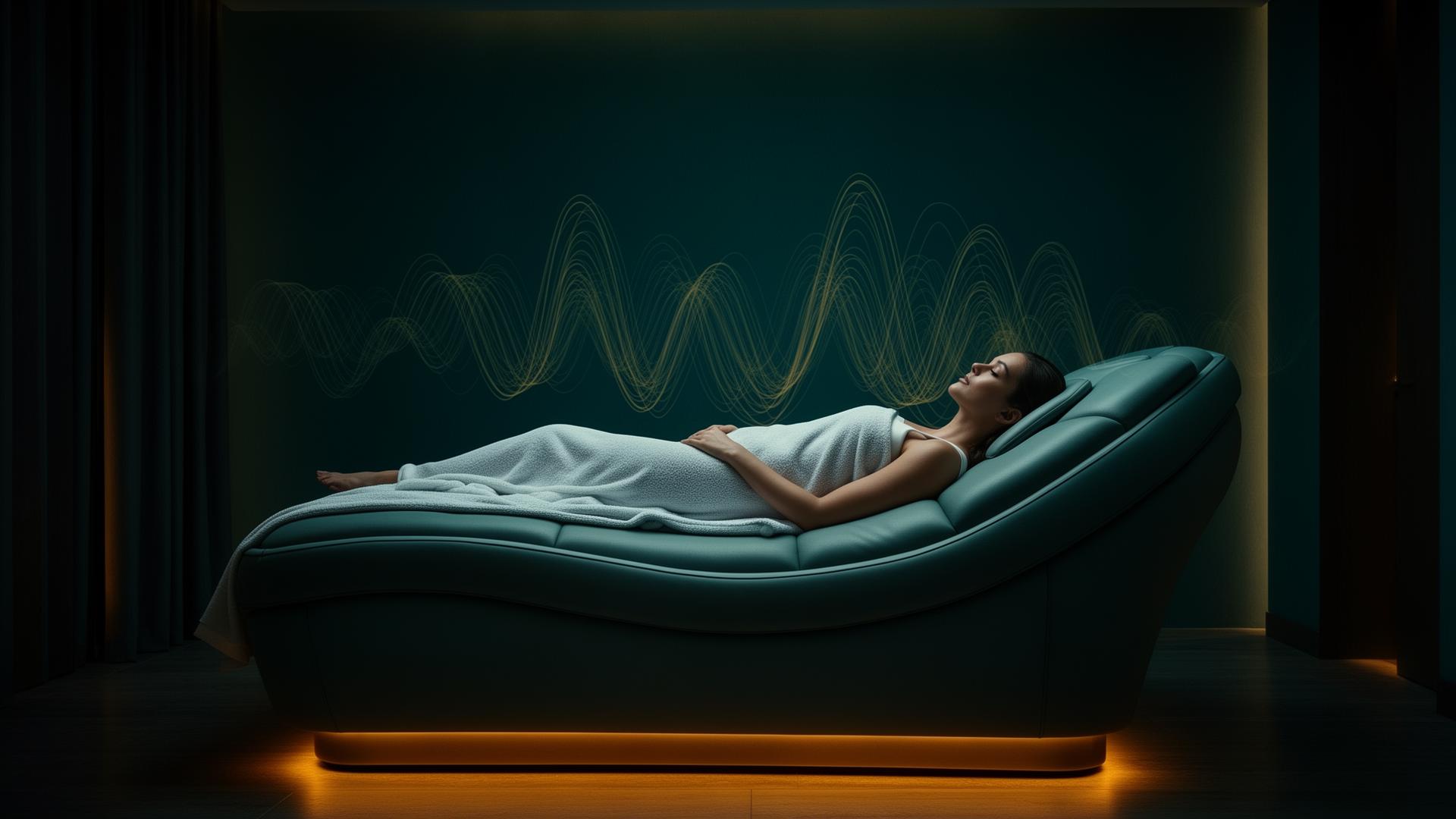 Lit vibratoire SONARÏA — expérience de thérapie vibroacoustique premium